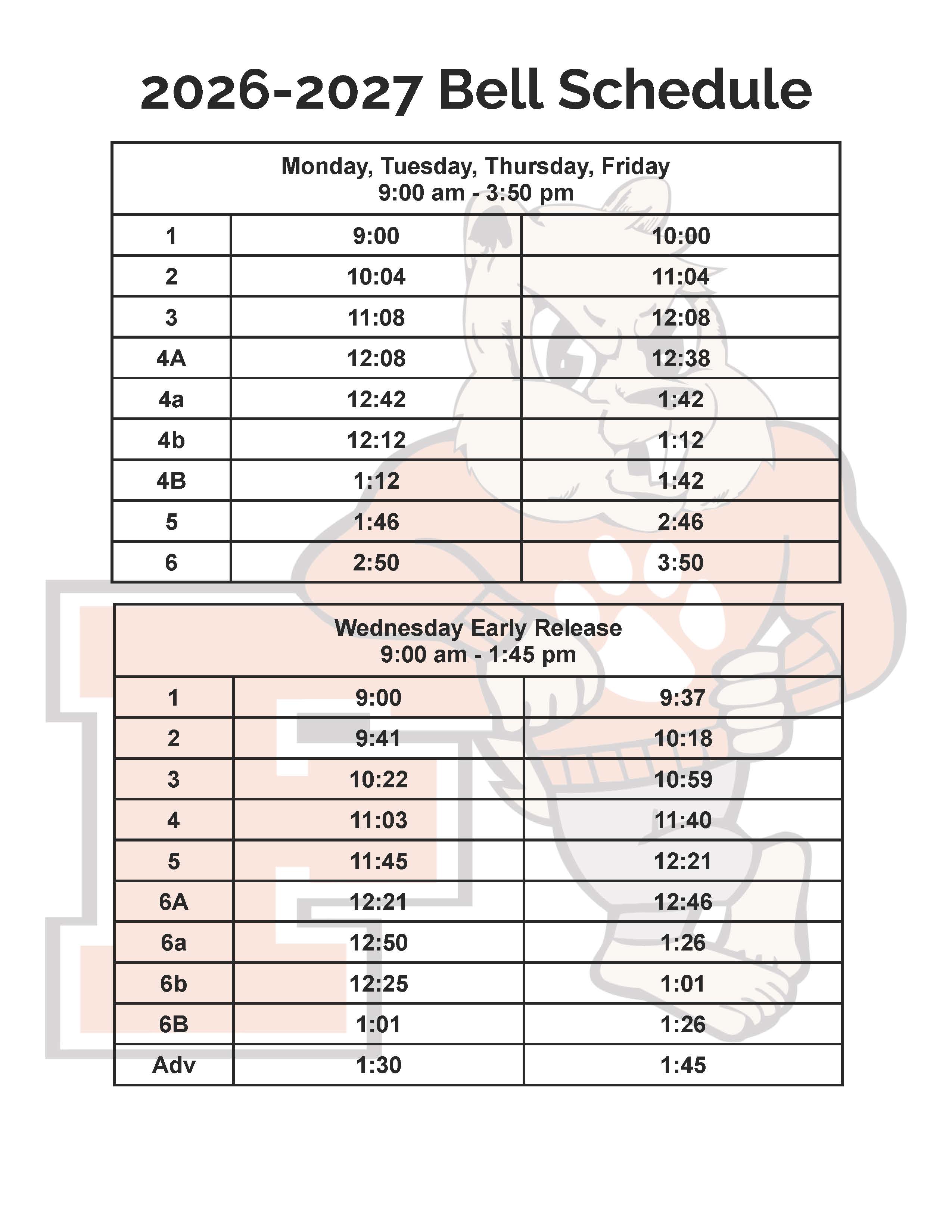 FMS Bell Schedule